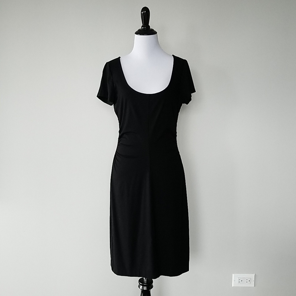 DVF black dress with side ruching